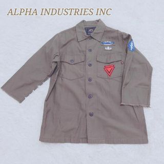 ALPHA INDUSTRIES INC シャツ カーキ ワッペン ミリタリー(シャツ)