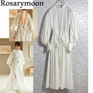 ロザリームーン(Rosary moon)のRosarymoon シャツワンピース バックオープン ロング ホワイト(ロングワンピース/マキシワンピース)