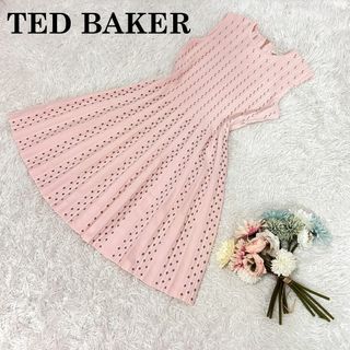 TED BAKER - 美品 TED BAKER ワンピース ニット フレア ピンク ゴールド