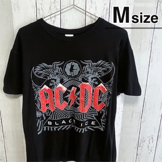 ミュージックティー(MUSIC TEE)のUSA古着　ACDC　レディース　Tシャツ　M　ブラック　バンド　ロック　ロゴ(Tシャツ(半袖/袖なし))