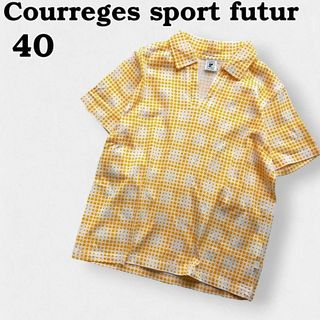 クレージュ(Courreges)の美品　クレージュ スポーツフューチャー　襟付 Tシャツ　幾何学　レディース40(Tシャツ(半袖/袖なし))