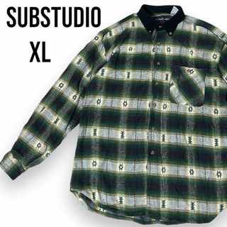 インポートアンドセレクト(Import & Select)のSUBSTUDIO オンブレチェック ボタンシャツ 異素材 BDシャツ XL(Tシャツ/カットソー(七分/長袖))