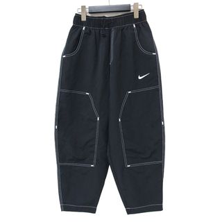 ナイキ(NIKE)の美品 NIKE ナイキ パンツ ブラック 黒 サイズ:S ステッチ ナイロン カーブパンツ イージーパンツ ウエストゴム テーパード ドローストリング ボトムス ズボン【レディース】【中古】(カジュアルパンツ)