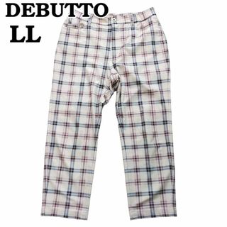 大きいサイズXL　DEBUTT　ストレッチパンツ　チェック　ベージュ　デビュー(カジュアルパンツ)