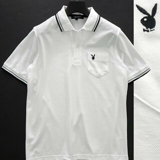 プレイボーイ(PLAYBOY)の新品 プレイボーイ 2024春夏 ロゴ刺繍 半袖 ポロシャツ LL 白(ポロシャツ)