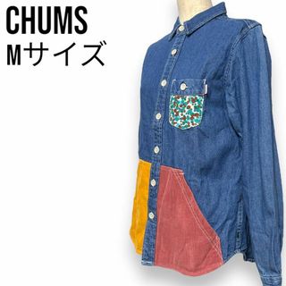 チャムス(CHUMS)のチャムス パッチワークデニムシャツ コーデュロイ 迷彩 長袖シャツ ボタンシャツ(シャツ/ブラウス(長袖/七分))