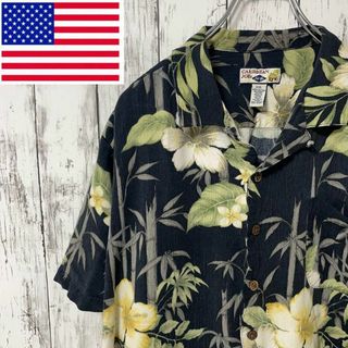 CARIBEAN JOE USA古着 アロハシャツ 花柄 半袖 開襟 2XL(シャツ/ブラウス(半袖/袖なし))