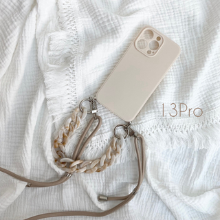 iPhone 13 pro アイフォン ストラップ ショルダー ホワイト 白(iPhoneケース)
