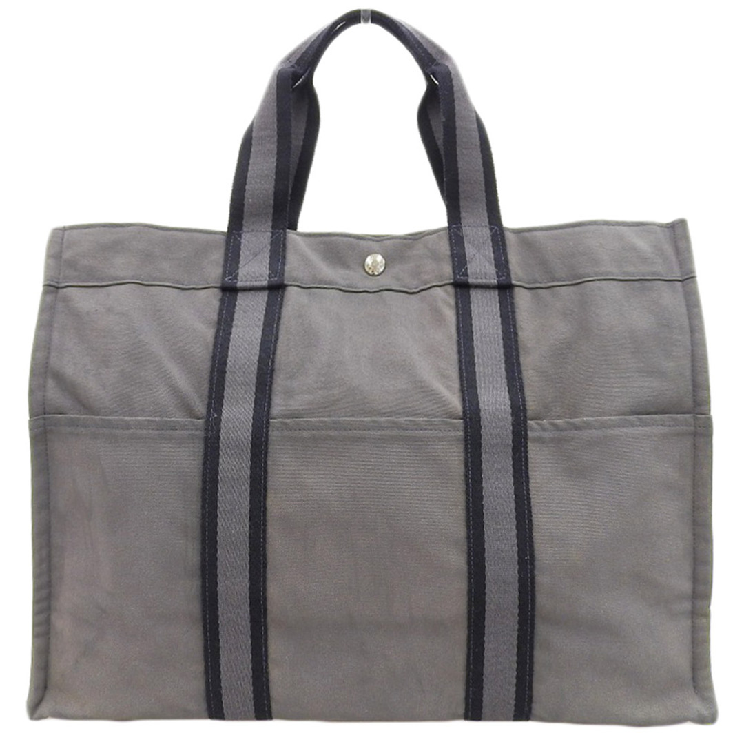 HERMES - 【本物保証】 エルメス HERMES フールトゥGM ハンドバッグ トートバッグ バッグ キャンバス グレー ブラック