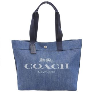 コーチ(COACH)の【本物保証】 新品同様 コーチ COACH ホースアンドキャリッジ トートバッグ F67415 ロゴ バッグ デニム ブルー 人気(ハンドバッグ)