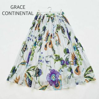 グレースコンチネンタル(GRACE CONTINENTAL)のグレースコンチネンタル プリーツスカート 花柄 フラワー ボタニカル(ロングスカート)