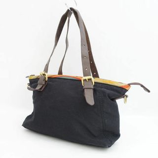 Paul Smith / ポールスミス ◆ハンドバッグ/トートバッグ/ミニ/キャンバス×レザー/ブラック 【バッグ/バック/BAG/鞄/カバン】 レディースファッション【中古】 [0220489334](ハンドバッグ)