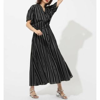 AZUL by moussy - 【大人カジュアル】アズールバイマウジー シャツワンピース ストライプ 半袖 M