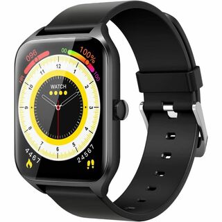 【1.85インチ大画面】スマートウォッチ Bluetooth5.3 防水 黒(腕時計(デジタル))