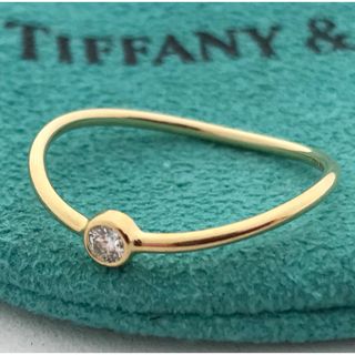 Tiffany & Co. - Tiffany K18YG ウェーブ シングルロウ ダイヤ リング 美品