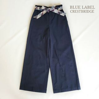 ブルーレーベルクレストブリッジ(BLUE LABEL CRESTBRIDGE)のブルーレーベルクレストブリッジ リネン混 ストレッチワイドパンツ 洗える 38(カジュアルパンツ)