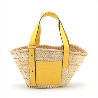 ロエベ(LOEWE)のロエベ バスケットスモール ラフィア×レザー  イエロー レディース トー(トートバッグ)