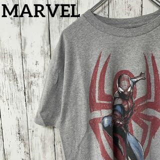 マーベル(MARVEL)のMARVEL USA古着 スパイダーマンビッグプリントTシャツ L グレーメンズ(Tシャツ/カットソー(半袖/袖なし))