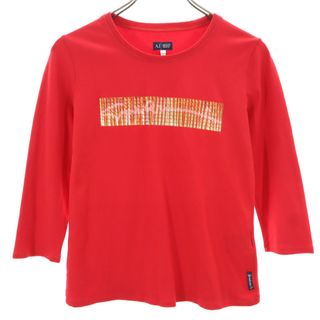 アルマーニジーンズ(ARMANI JEANS)のアルマーニジーンズ プリント 7分袖 Tシャツ 10 レッド ARMANI JEANS ロンT レディース(Tシャツ(長袖/七分))