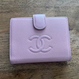 シャネル(CHANEL)のシャネル★キャビアスキン　ヴィンテージ二つ折り財布　ピンク(財布)