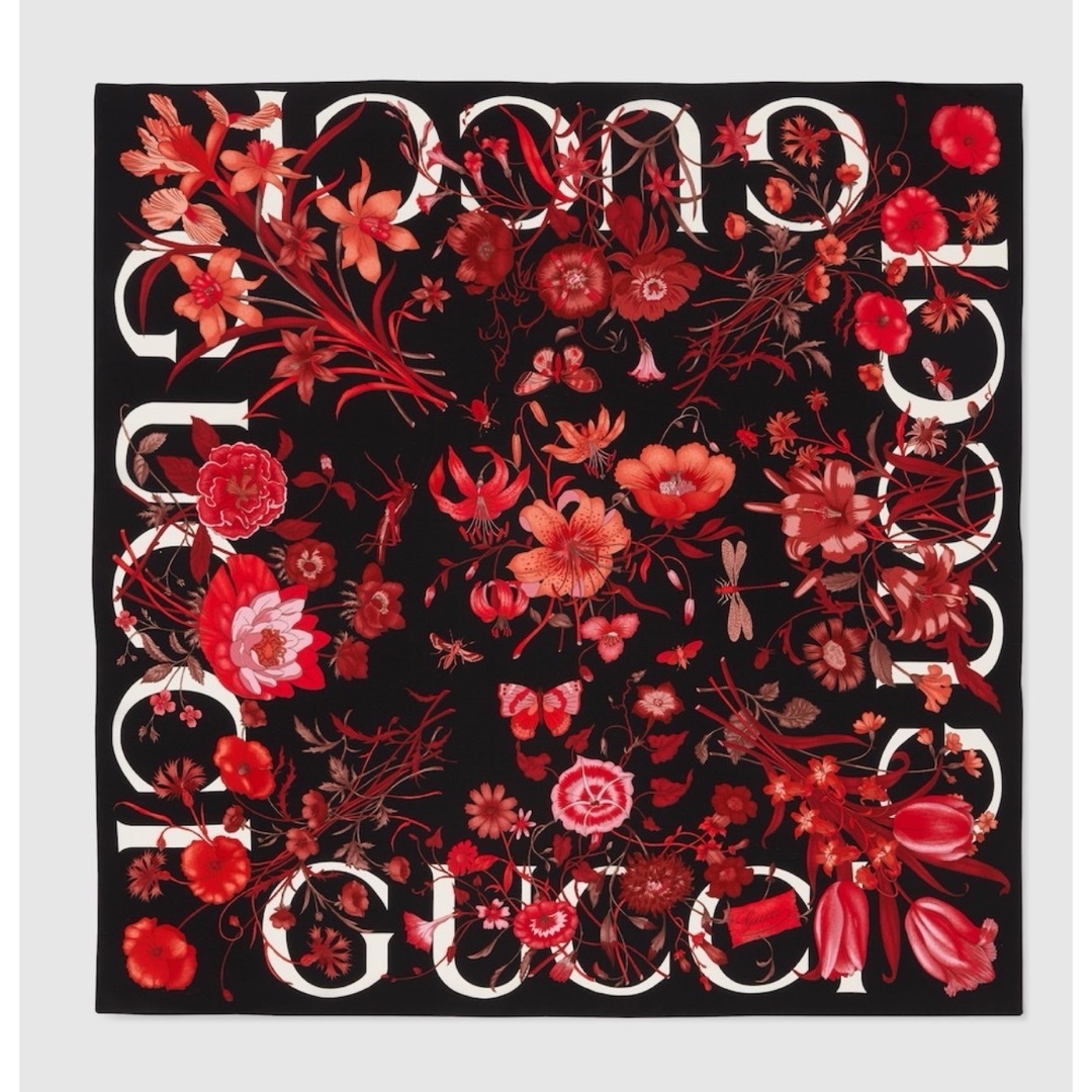 GUCCI(グッチ)のGUCCI フローラル プリント シルク スカーフ レディースのファッション小物(バンダナ/スカーフ)の商品写真