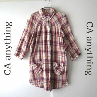 美品　CA anything★　チェック柄　薄手シャツワンピース(ひざ丈ワンピース)