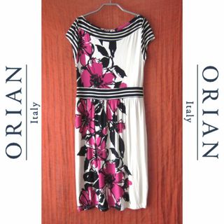 オリアン(ORIAN)の美品　ORIAN／オリアン★　花柄ボーダー　ロングワンピース(ロングワンピース/マキシワンピース)