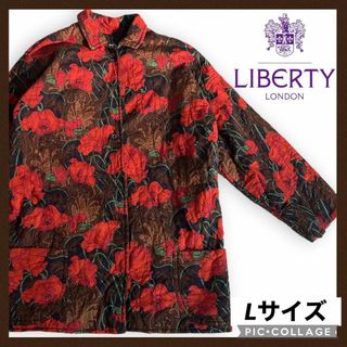 リバティ(LIBERTY.)のリバティ キルトコート キルトジャケット レディース L 花柄 コート ミドル(ブルゾン)