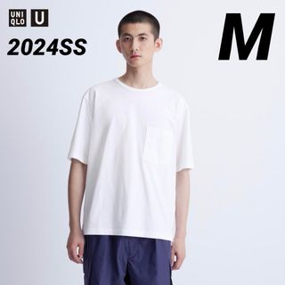 ユニクロ(UNIQLO)のユニクロユー エアリズムコットンリラックスフィットクルーネックT ホワイト M (Tシャツ/カットソー(半袖/袖なし))