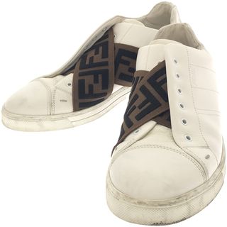 フェンディ(FENDI)のFENDI フェンディ FF ZUCCA CROSS STRAP SNEAKER  クロスストラップスリッポンスニーカー 7E1198 ホワイト 5 1/2(スニーカー)