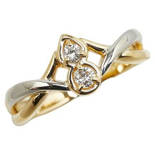 美品 K18YG イエローゴールド Pt900 プラチナ リング 指輪 ダイヤ 0.14ct 【1-0154157】(リング(指輪))