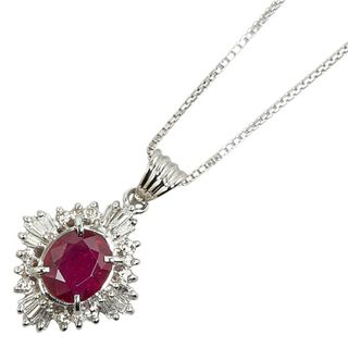 美品 Pt900 プラチナ Pt850 プラチナ ペンダントネックレス ルビー 1.18ct ダイヤ 0.32ct 【1-0154308】(ネックレス)