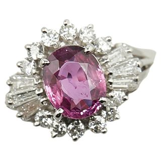 Pt900 プラチナ リング 指輪 ピンクサファイア 1.25ct ダイヤ 0.53ct 【1-0154359】(リング(指輪))