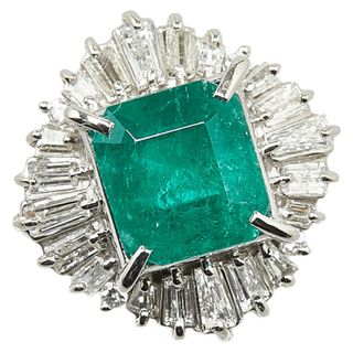 Pt900 プラチナ リング 指輪 エメラルド 3.72ct ダイヤ 0.75ct 【1-0154368】(リング(指輪))