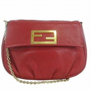 フェンディ(FENDI)のフェンディ ショルダーバッグ ハンド 2WAY チェーン ロゴ レザー 赤 鞄(ショルダーバッグ)