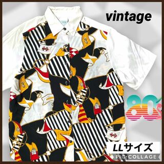 ヴィンテージ(VINTAGE)のvintage 80s ポリシャツ 半袖シャツ 柄シャツ LL 古着 レディース(シャツ/ブラウス(半袖/袖なし))