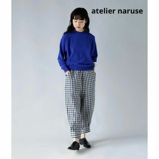 atelier naruse リネン ジョッパーズ パンツ 麻 ギンガムチェック(カジュアルパンツ)