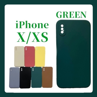 iPhoneケース iPhoneX/XS シリコンケース シンプル グリーン(iPhoneケース)