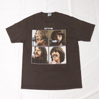 00s THE BEATLES LET IT BE ビートルズ Tシャツ 茶 L(Tシャツ/カットソー(半袖/袖なし))