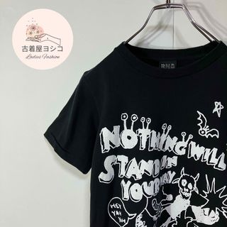 【半袖Tシャツ　ダサかわ　プリントデザイン　製品加工　クルーネック　黒　古着】(Tシャツ(半袖/袖なし))