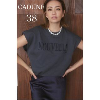 新品タグなし☆CADUNE NOUVELLEプルオーバー　チャコール　38(Tシャツ(半袖/袖なし))