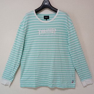 スラッシャー(THRASHER)のHUFハフボーダー長袖カットソーロンT刺繍プリントサイズXL(Tシャツ/カットソー(七分/長袖))