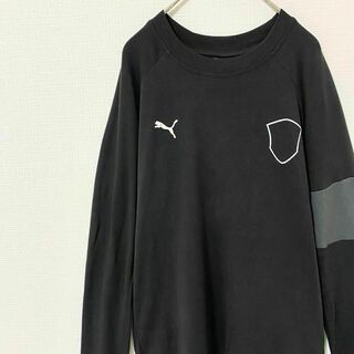 プーマ(PUMA)のロンT スポーツウェア プーマ 刺繍ブラック 黒 コットン 綿100 S(Tシャツ/カットソー(七分/長袖))