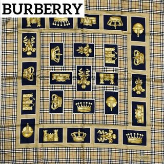 バーバリー(BURBERRY)の★BURBERRY★ スカーフ 大判 チェック 王冠 オーブ 砦 ベージュ(バンダナ/スカーフ)