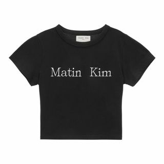 Matin Kim マーティンキム LOGO CROP TOP Tシャツ 黒 M(Tシャツ(半袖/袖なし))