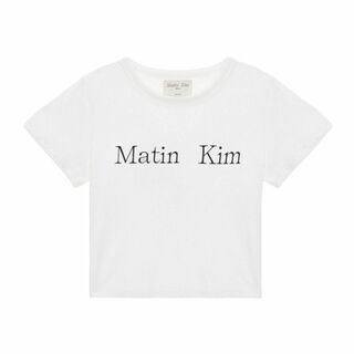 Matin Kim マーティンキム LOGO CROP TOP Tシャツ 白 M(Tシャツ(半袖/袖なし))