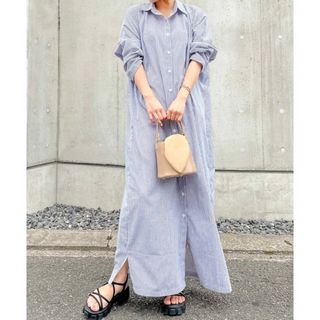 SAISON DE PAPILLON - ●新品　セゾンドパピヨン ピンストライプ柄マキシシャツワンピース