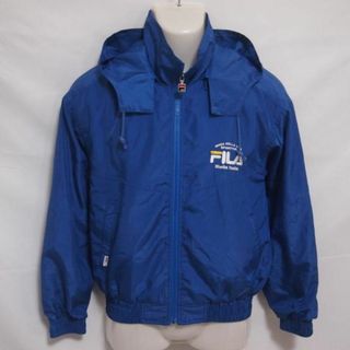 フィラ(FILA)の古着 メンズUSA31(XS-S相当) FILA/フィラ 裏起毛 ブレーカージャケット フード フルジップ 防風 防寒 ブルー FA4GA3307(その他)