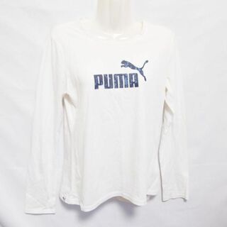 プーマ(PUMA)の古着 レディースM PUMA/プーマ CD No.1ロゴ LS TEE 長袖 ロンT Tシャツ カジュアル スポーツ ホワイト 835594(Tシャツ(半袖/袖なし))
