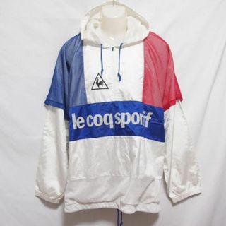 ルコックスポルティフ(le coq sportif)の【中古】 【送料無料】 古着 メンズLL le coq sportif/ルコックスポルティフ 裏スウェット地 ハーフジップ ブレーカー パーカー ホワイト/ブルー/レッド QS-6861(その他)